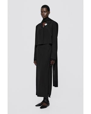 MASSIMO DUTTI Flowing Wrap Midi Skirt - Black