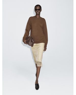MASSIMO DUTTI Wool Blend Crew Neck Sweater - Brown
