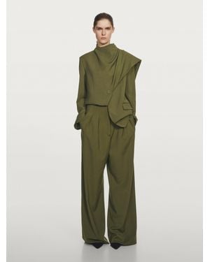 MASSIMO DUTTI Wool Trousers With Darts - Green