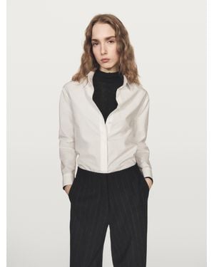 MASSIMO DUTTI Pantalón Recto Raya Diplomática - Blanco
