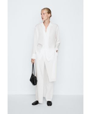 MASSIMO DUTTI Striped Flowing Shirt - White