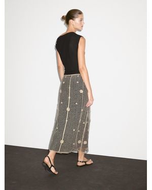MASSIMO DUTTI Jupe Midi Avec Broderies Florales - Multicolore