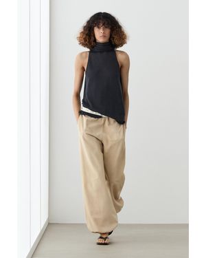 MASSIMO DUTTI Flowing Halter Top With Tie - Blue