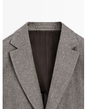 MASSIMO DUTTI American Herringbone Blend Linen - Gray