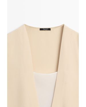 MASSIMO DUTTI Top Fluido Doble Detalle Contraste - Neutro