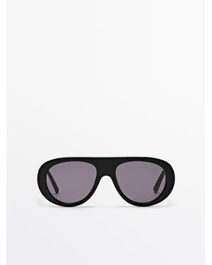 MASSIMO DUTTI Oval Sunglasses - Black