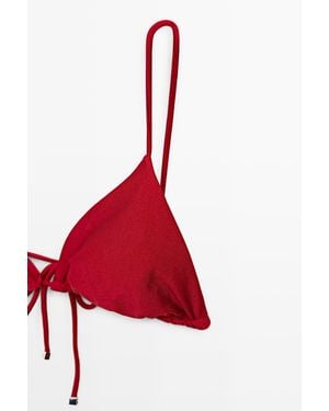 MASSIMO DUTTI Shimmering Triangle Bikini Top - Red
