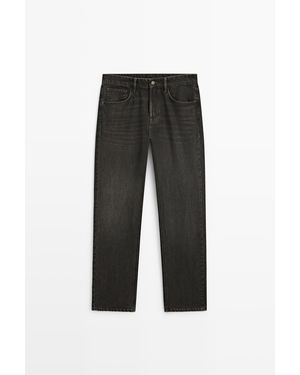MASSIMO DUTTI Stonewash Jeans Met Toelopende Pasvorm - Zwart