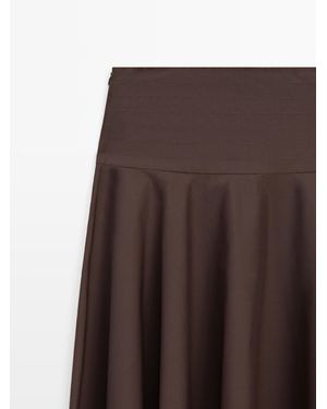 MASSIMO DUTTI Midi Skirt With Sash And Seam Details - Brown