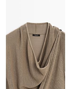MASSIMO DUTTI Draped Knit Cape Cardigan - Brown