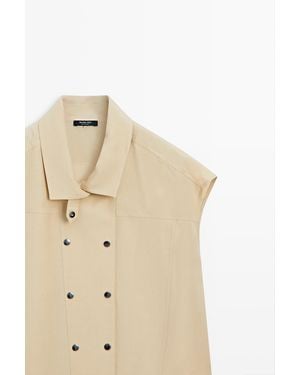 MASSIMO DUTTI Short Sleeve Shirt With Snap Buttons - Natural