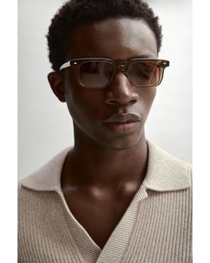 MASSIMO DUTTI Narrow Rectangular Sunglasses - Brown