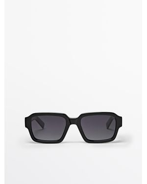 MASSIMO DUTTI Rechthoekige Zonnebril - Zwart