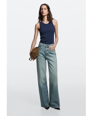 MASSIMO DUTTI High-Waist Wide-Leg Jeans - Blue
