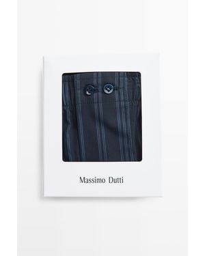 MASSIMO DUTTI 100% Cotton Striped Boxers - Blue
