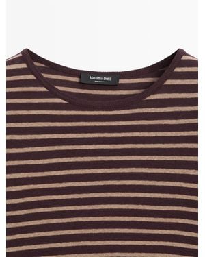 MASSIMO DUTTI Long-Sleeved Striped Cotton Blend T-Shirt - Black