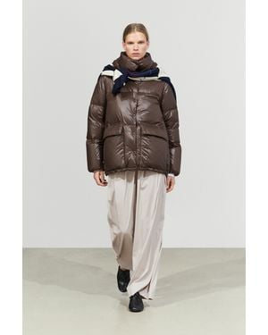 MASSIMO DUTTI Stand-Up Collar Down Jacket - Brown