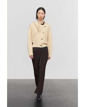 MASSIMO DUTTI Cashmere Blend Button Detail Cardigan - White