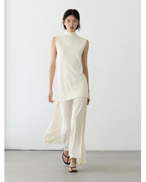 massimo dutti white ribbed dress Flowing 100% Linen Midi Dress - White - Xs - Massimo Dutti