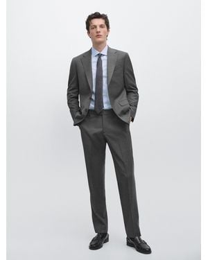 MASSIMO DUTTI 100% Cool Wool Suit Blazer - Black