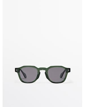 MASSIMO DUTTI Geometric Sunglasses - Green
