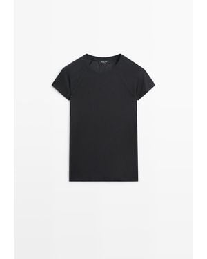 MASSIMO DUTTI Kurzarm-Shirt Mit Raglanärmeln - Schwarz