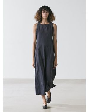 MASSIMO DUTTI Flowing Midi Dress With Buckles - Blue