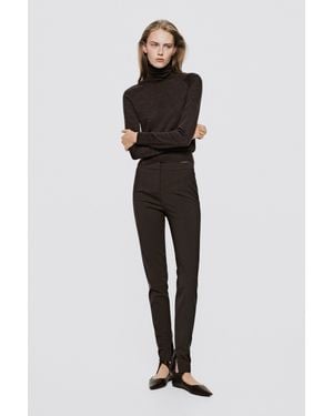 MASSIMO DUTTI 100% Wool Knit Sweater With Button Detail - Black