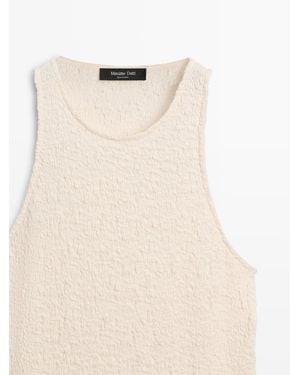 MASSIMO DUTTI Structured Halter Top - Natural