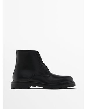 MASSIMO DUTTI Lace-Up Boots - Black