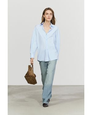 MASSIMO DUTTI Camisa Popelín 100% Algodón - Azul