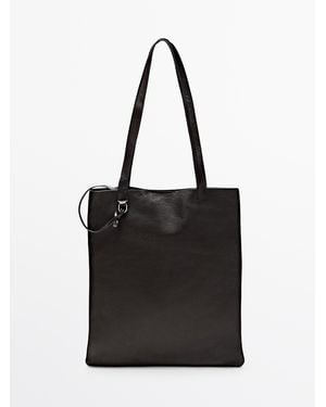 MASSIMO DUTTI Nappaleren Draagtas Met Clutchdetail - Zwart