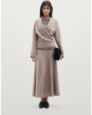 MASSIMO DUTTI Falda Midi Evasé Punto - Neutro