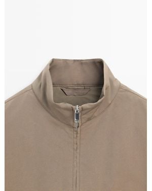 MASSIMO DUTTI Water-Repellent Puffer Jacket With High Neck - Natural