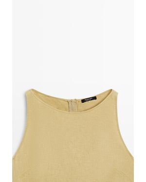 MASSIMO DUTTI Linen Halter Midi Dress - Natural