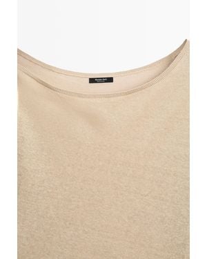 MASSIMO DUTTI Jersey Fluido Hombros Descubiertos 100% Lino - Neutro