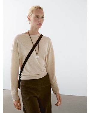 MASSIMO DUTTI 100% Linen Oversize Knit Jumper - Natural
