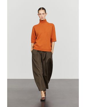 MASSIMO DUTTI Oversized Short Sleeve Knit Jumper - Orange