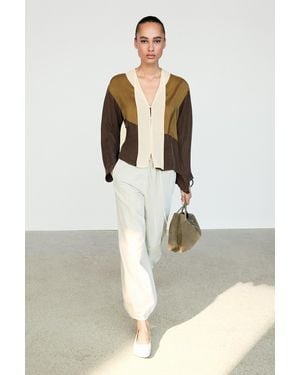 MASSIMO DUTTI Tricolour Flowing Shirt - Natural