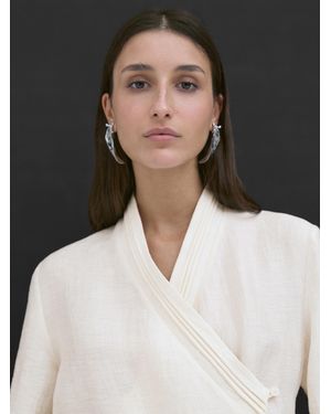 MASSIMO DUTTI Linen Blend Kimono With Lapel Detail - Black