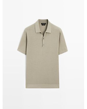 MASSIMO DUTTI Tricot Polo Met Korte Mouw - Naturel