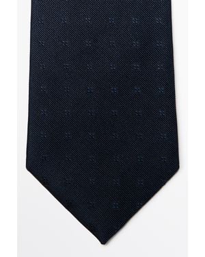 MASSIMO DUTTI 100% Silk Embroidered Tie - Blue