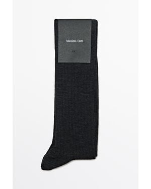 MASSIMO DUTTI Calcetines Vestir Canalé - Negro
