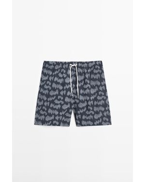 MASSIMO DUTTI Printed Swimming Trunks - Blue