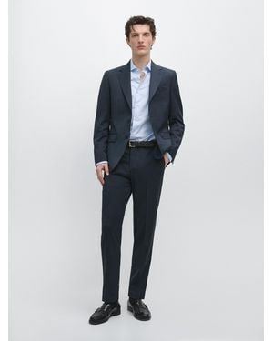 MASSIMO DUTTI 100% Cool Wool Suit Blazer - Blue