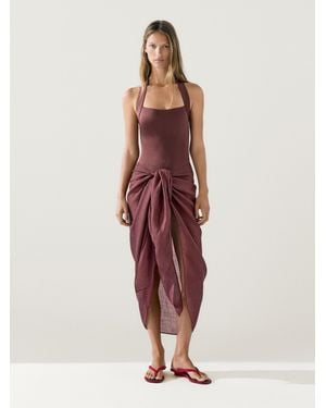 MASSIMO DUTTI 100% Ramie Pareo Skirt - Pink