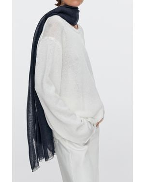 MASSIMO DUTTI Plain 100% Linen Scarf - White