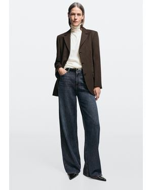 MASSIMO DUTTI Jeans Barrel Fit Relax Fit A Vita Alta - Blu