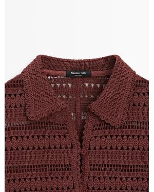 MASSIMO DUTTI Short Cotton Crochet Jacket - Purple