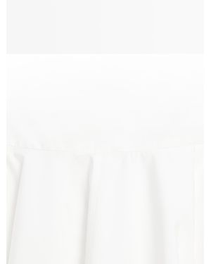 MASSIMO DUTTI 100% Cotton Midi Skirt With Yoke Detail - White